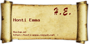 Honti Emma névjegykártya